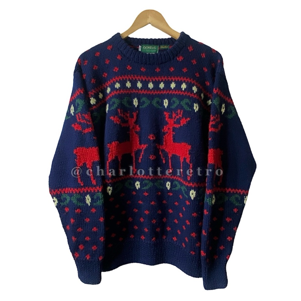 90s vtg GOKEYS Reindeer Sweater